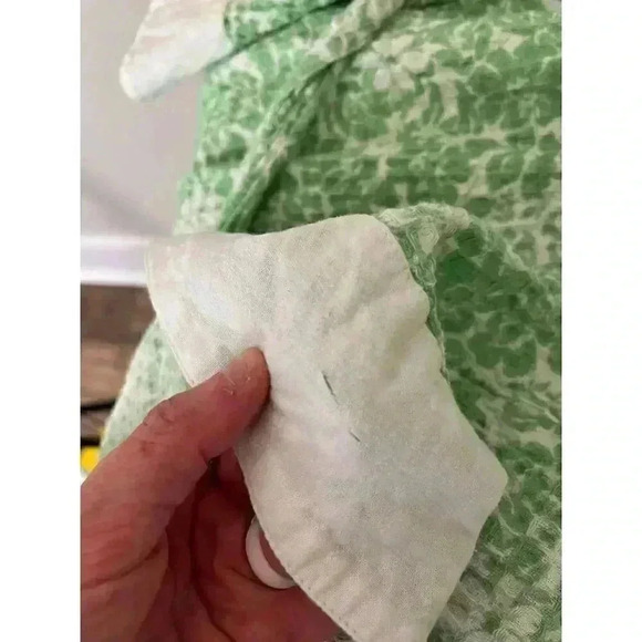 April Cornell Women's S/M Green Textured Robe Kimono Tie Long Sleeve Floral - Picture 9 of 10